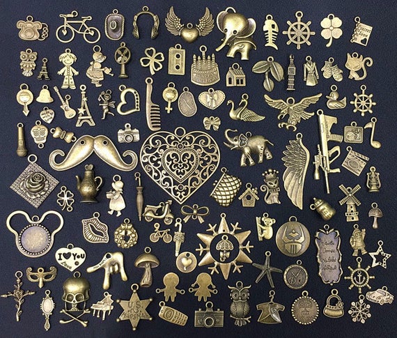 Assorted Mixed Charms In BULK Antique Bronze Tone, Wholesale Mixed Charms Collections, Bronze Charms Pendants Connectors, Random Shipped by MarycraftCreations steampunk buy now online