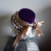 Beautiful One Of A Kind Purple Mini Top Hat Fascinator With Vintage Lace Trim Light Dusty Pink Satin Ribbon And Vintage Bead Button Details by IndustriousImaginare steampunk buy now online
