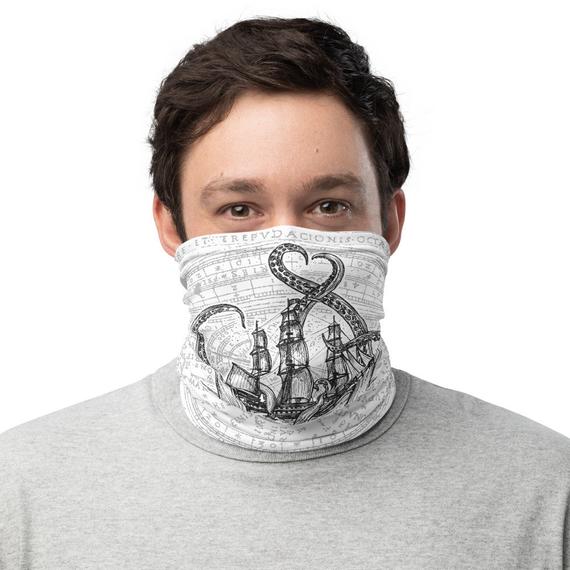 Kraken Neck Gaiter: pirate face mask, octopus face mask, Gasparilla Pirate Festival by mythosauthentic steampunk buy now online