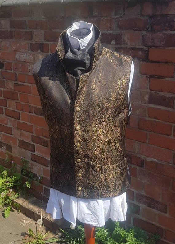 Regency, victorian gold paisley brocade steampunk waistcoat by KieranscreationsShop steampunk buy now online