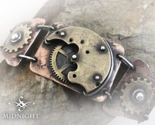 Steampunk Antiqued Copper, Silver and Brass fitted Bracelet (MMS1) by midnighthour1 steampunk buy now online