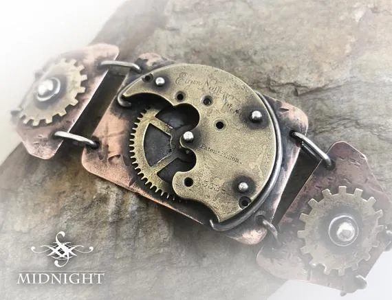 Steampunk Antiqued Copper, Silver and Brass fitted Bracelet (MMS1) by midnighthour1 steampunk buy now online Steampunk Antiqued Copper, Silver and Brass fitted Bracelet (MMS1) by midnighthour1 steampunk buy now online
