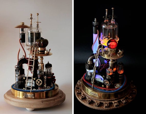 Steampunk lamp "Benjamin"/Industrial desk lamp/Steampunk art/Steampunk decor by MarCoWoodRU steampunk buy now online