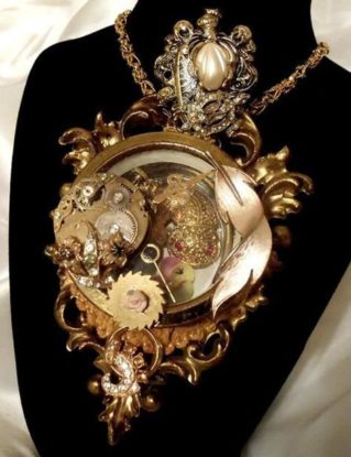 Steampunk Pendants, Grand Statement Steampunk Jewellery, Glam Punk Pendant, Still Life Art Necklace, OOAK Custom Order Only by MarelleCouture steampunk buy now online
