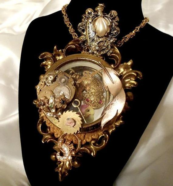 Steampunk Pendants, Grand Statement Steampunk Jewellery, Glam Punk Pendant, Still Life Art Necklace, OOAK Custom Order Only by MarelleCouture steampunk buy now online