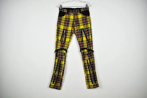 Vintage Yellow Plaid Punk Zippered Pants by BoBoVintage steampunk buy now online Vintage Yellow Plaid Punk Zippered Pants by BoBoVintage steampunk buy now online