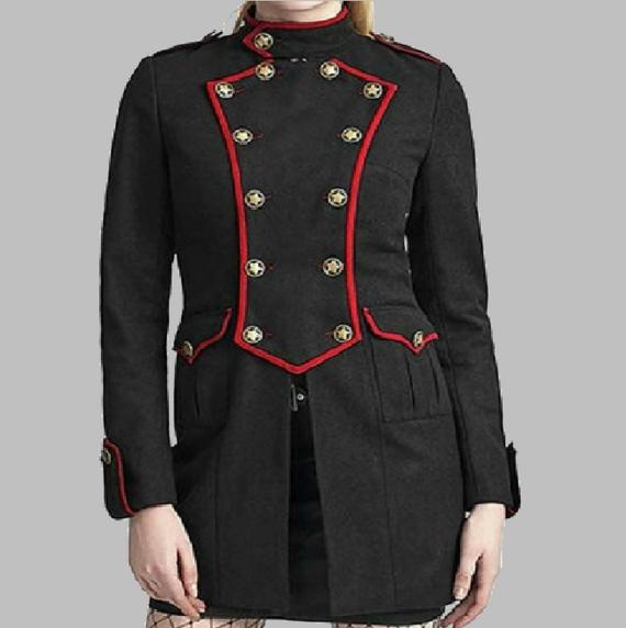 Women Gothic Military Style Coat Black Military style cotton coat by Speedupshop steampunk buy now online