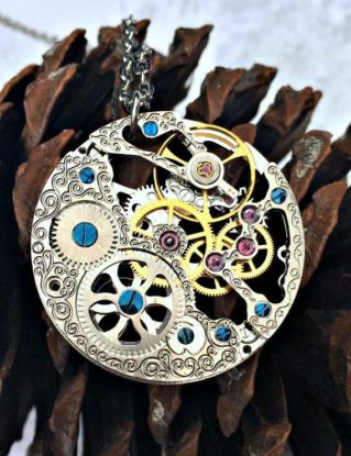 Antique Steampunk Necklace, Vintage Rotary Watch Movement Necklace, Watch Necklace, Neo Victorian Jewelry,Steampunk Jewelry,Steampunk Gifts by forageandfinduk steampunk buy now online