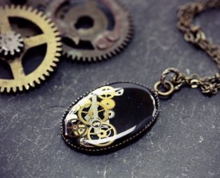 Steampunk Necklace Watch Part Pendant Clock Victorian Gothic Black Jewellery by TheCreakingDoor steampunk buy now online