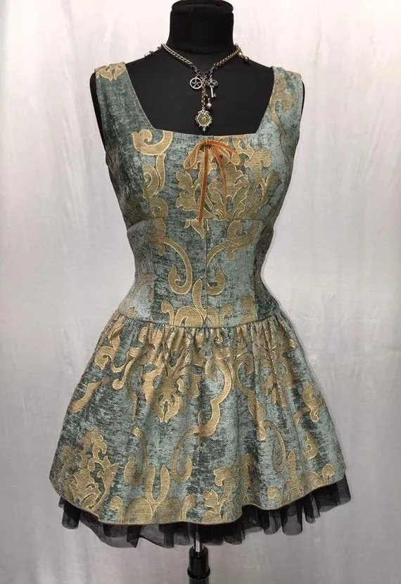 VICTORIAN BALLET DRESS - Gold one Green Velvet by ShrineofHollywood steampunk buy now online VICTORIAN BALLET DRESS - Gold one Green Velvet by ShrineofHollywood steampunk buy now online