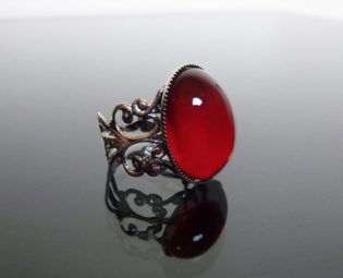 Victorian gothic ring, Ruby red ornate filigree steampunk adjustable ring - BELLA by DarkEleganceDesigns steampunk buy now online