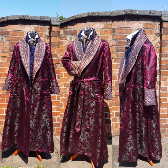 victorian Sherlock Holmes steampunk fashion brocade, dressing gown, house coat. by KieranscreationsShop steampunk buy now online