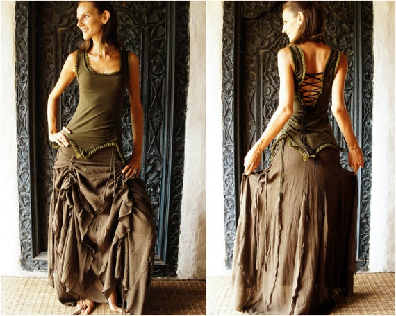 Witch Skirt | Pixie Skirt | Elven Skirt | Steampunk Skirt | Witch Dress | Elven Dress | Medieval Skirt | Nighwish Skirt Forest by SeresClothing steampunk buy now online
