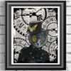 Steampunk Cat, Poster Print on Antique Dictionary book page, wall decor, Home decor, unique gift steampunk buy now online