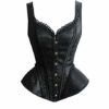 SZIVYSHI Women Gothic Vintage Steampunk Sexy Boned Lace Overbust Satin Shoulder Strap Corset Bustier Top Black M steampunk buy now online