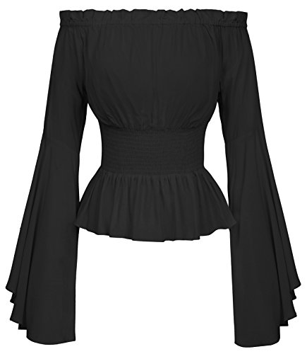 Gothic Off Shoulder Steampunk Bell Sleeves Blouse Shirt Victorian ...