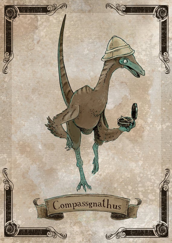 Compassgnathus steamPUNk dinosaur art print 8x10 by theGorgonist steampunk buy now online