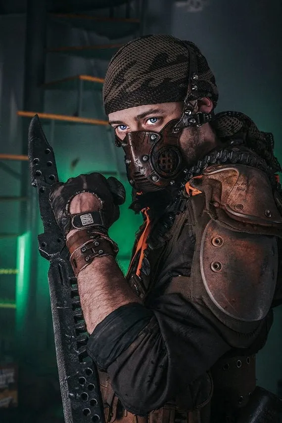 Face Mask Post Apocalyptic leather mask mad max diesel punk wasteland burning man protect Dystopian armor steampunk by OutcastProps steampunk buy now online