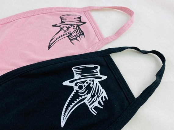 Plague Doctor cotton masks, black mask, face mask, Raven mask, crow mask, plague dr, black mask, pink mask by Bodynovelties steampunk buy now online