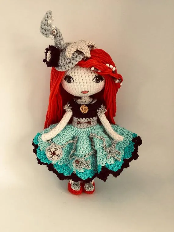 Steampunk Ariel, Ariel, Steampunk crochet, Steampunk crochet doll, crochet doll, doll crochet pdf by PoseyPlaceByDenise steampunk buy now online