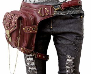 FiveloveTwo® Men Women Multi-purpose Tactical Drop Leg Arm Bag Pack Hip Belt Waist Messenger Shoulder Fanny Packs Steampunk Bag Wallet Purse Pouch Bag Red Brown steampunk buy now online
