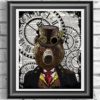 Steampunk Bear, Poster Print on Antique Dictionary book page, wall decor, Home decor, unique gift steampunk buy now online