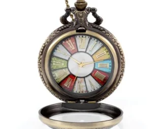 JewelryWe Retro Style Wheel Rome Pocket Watch Vintage Steampunk Pocket Watch Pendant Long Necklace 30" (Gift for Mom) steampunk buy now online