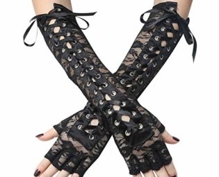 Coucoland Steampunk Gloves Lace Up Fingerless Gloves Adjustable Long Gloves for Evening Party steampunk buy now online
