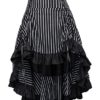 Belle Poque Ladies Punk Gothic A-Line Skirt 50s Retro Victorian Ruffled Skirt Striped High Low Skirt M steampunk buy now online