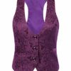 Waistcoat for Women Steampunk Purple Jacquard Slim Fit Button Down Cosplay Vest Jacket XL steampunk buy now online