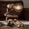 Vintage Table Lamp Retro Industrial Iron Water Pipes Robot Table lamp Steampunk Desktop Light(Not Included Bulb) steampunk buy now online