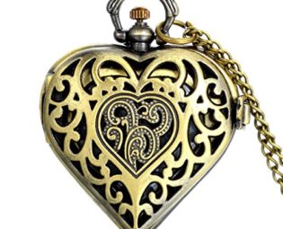 JewelryWe Vintage Heart Locket Style Steampunk Pocket Watch Pendant Long Necklace 31.5 Inch Chain (with Gift Bag) steampunk buy now online