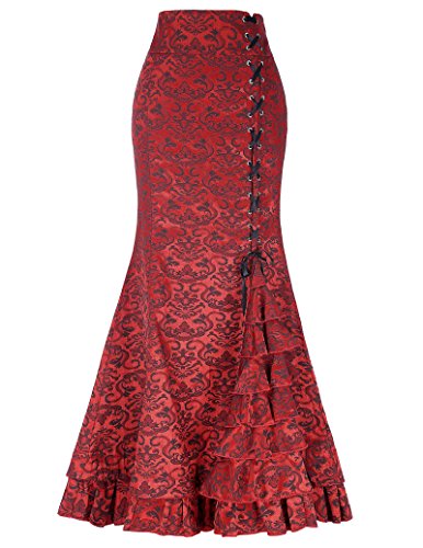 Belle Poque Women Victorian Long Mermaid Fishtail Vintage Skirt Steampunk Corset Dress Size 18 BP0204-2 steampunk buy now online
