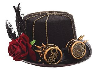 BLESSUME Black Steampunk Hat with Goggles Unisex Fancy Dress Top Hat (M, Color C) steampunk buy now online