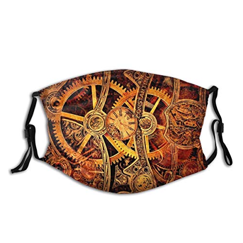 NOT Face Mask Adjustable Earloops Breathable Reusable Outdoor Mouth Cover Dust Mask for Adults Kids Steampunk Gears Clockwork Widescreen Watch Cogs steampunk buy now online