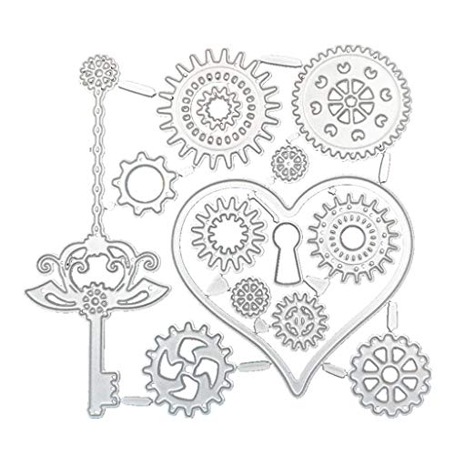 WuLi77 Carbon Steel Cartoon Gear Heart Metal Cutting Dies for Card Making, Embossing Stencil for Scrapbooking DIY Album Paper Card Art Craft Decor steampunk buy now online