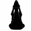 JURTEE Fashion Women's Dress Ladies Medieval Vintage Style Solid Oversize Hooded Dress Black steampunk buy now online