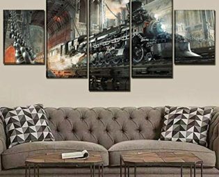 37Tdfc 5 Pieces Canvas Wall Art Sci Fi Steampunk Retro Train Canvas Prints Paintings Modern Pictures 5 Panel Large Poster HD Printed Framed Ready Hang Living Room Bedroom Home Decoration steampunk buy now online