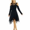 Aislor Womens Gothic Dress Steampunk Off Shoulder Long Sleeves High-Low Hem Lace Dresses Black XL steampunk buy now online