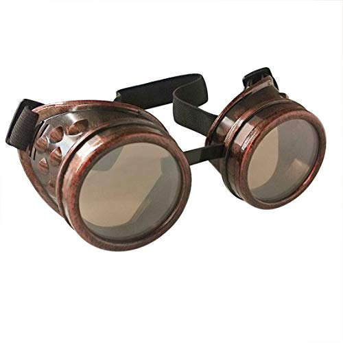 Welding Goggles in Rustic Steampunk Style Suitable with Eyelets and Elastic Strap for Perfect Fit and Comfort Ideal for Cosplay and Fancy Dress Costumes By ASVP Shop (Copper) steampunk buy now online