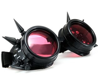 Morefaz Welding Cyber Goggles Steampunk Goth Cosplay Sunglasses 50s Round Glasses Vintage Hippy Party Fancy Dress MFAZ Ltd (Black Spikes) steampunk buy now online
