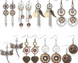 8 Pairs Steampunk Drop Earrings Gear Dangle Earrings Antique Clockwork Earrings Vintage Mix-tone Earrings for Women Girls steampunk buy now online