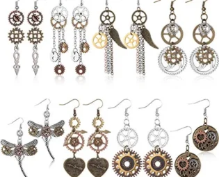 8 Pairs Steampunk Drop Earrings Gear Dangle Earrings Antique Clockwork Earrings Vintage Mix-tone Earrings for Women Girls steampunk buy now online
