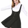 Allegra K Women's Basic Skater Skirt Button Decor Solid Flared Hem Suspender Dress L Black steampunk buy now online