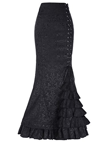 Night in London Jacquard Fishtail Victorian Vintage Style Black Skirt Size 16 BP0204-1 steampunk buy now online