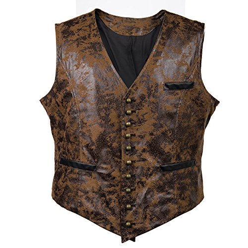 Bslingerie® Mens Steampunk Gothic Faux Leather Costume Corset Vest (XL, Brown) steampunk buy now online