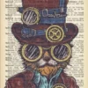 Steampunk Cat Vintage Dictionary Artwork Notebook: 7 x 10 inch Ruled Notebook/Journal steampunk buy now online
