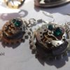 Emerald Swarovski Crystal Steampunk Watch mechanism Earrings - Steampunk Jewelry -personalized jewelry by SteamRetro steampunk buy now online