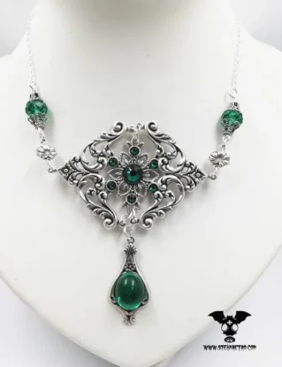 gothic - gothic necklace - gothic emerald necklace - gothic victorian necklace - emerald necklace - emerald jewellery - emerald jewelry by SteamRetro steampunk buy now online