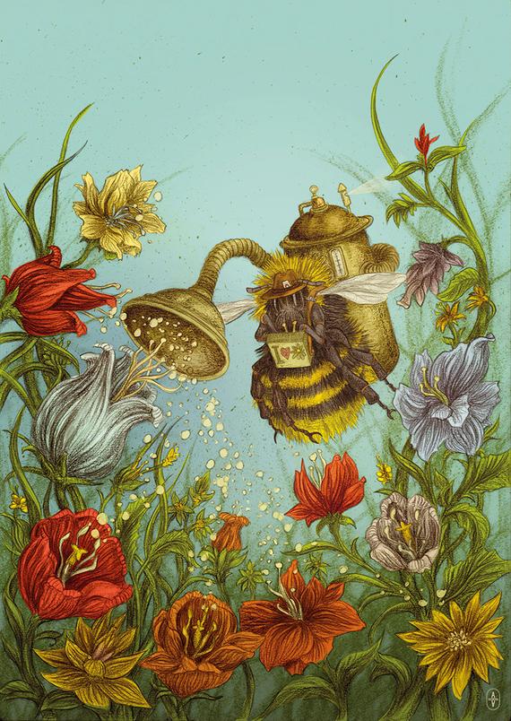 Poster Steampunk Bee A2 - Pollomat 2000 by MelancholicMonsters steampunk buy now online
